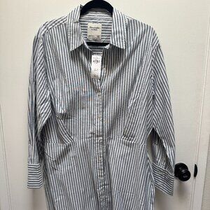 NWT Abercrombie Long Sleeved Striped Button Up Shirt Dress - Size XL Petite XLP
